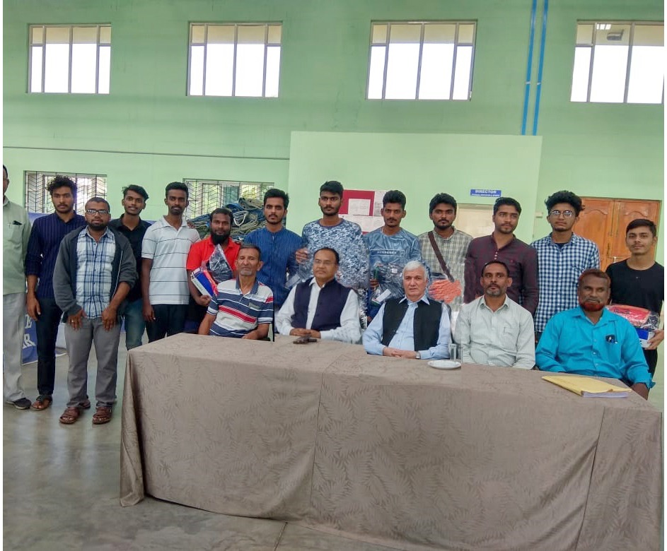 SZIU Football :  Prof Ayub Khan, Prof Abul Kalam and  Dr A Kaleemulla with football team.