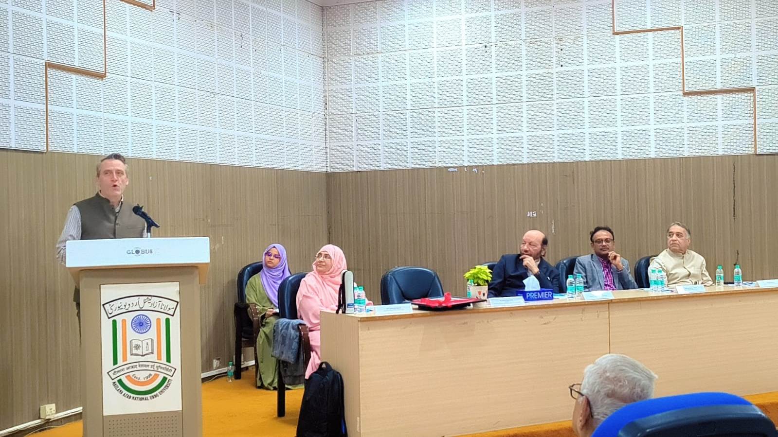 Austen's fiction is enduring and accessible: Mr. Gareth Owen Hyderabad: "Jane Austen was far ahead of her time, not only as a novelist but also as a woman writer", said Mr. Gareth Wynn Owen, British Deputy High Commissioner for Telangana & Andhra Pradesh today at Maulana Azad National Urdu University (MANUU). He was speaking as the chief guest in the inaugural session of one-day national seminar “Jane Austen @ 250: Relevance, Readings and Reimaginings”.  Mr. Owen noted that through wit and subtle social cri