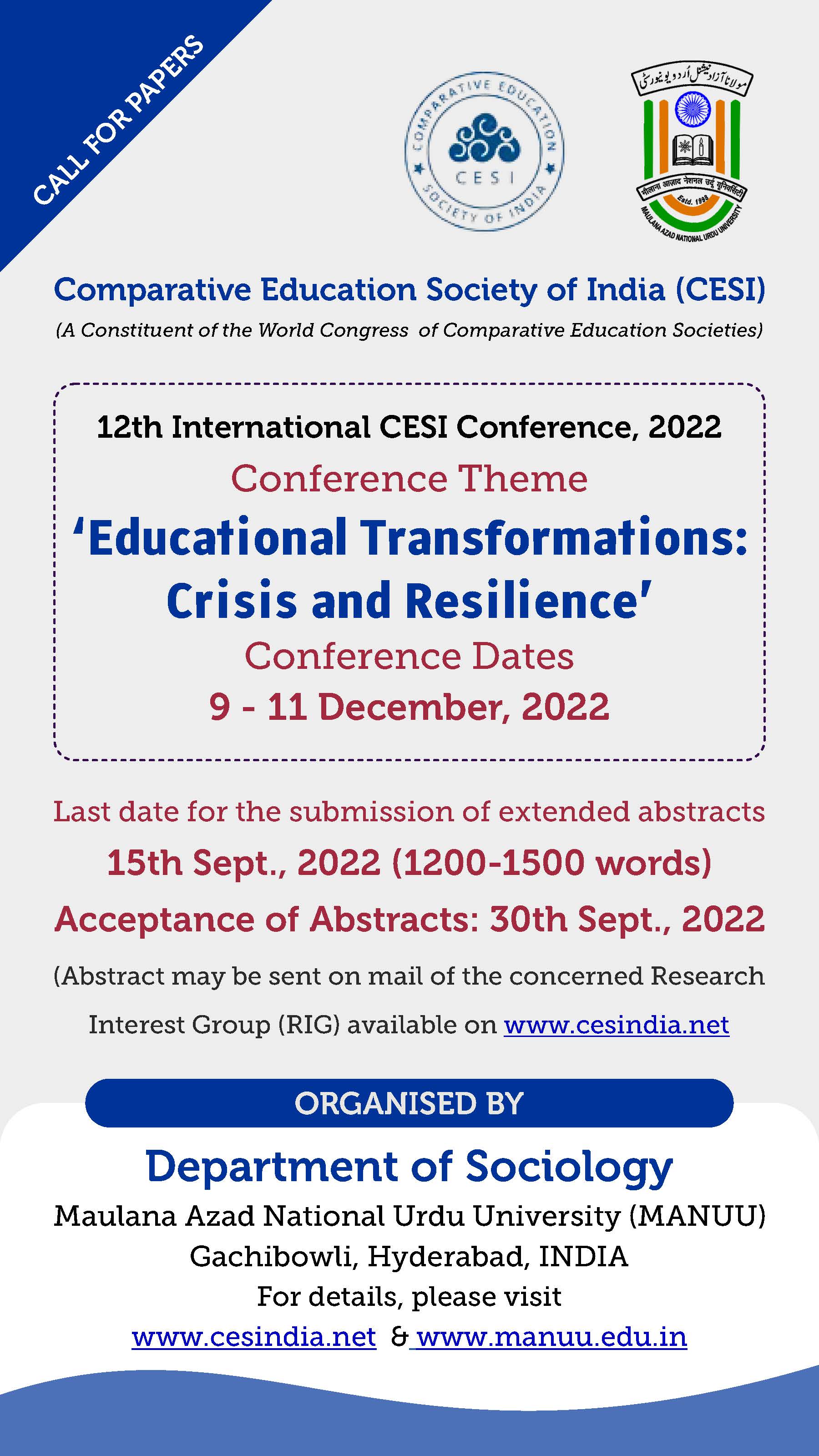 12th International CESI Conference, 2022