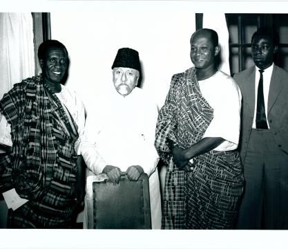 Foreign Students, holding Government of India Scholarship, being introduced to Maulana Azad, Union Education Minister, at a reception held in New Delhi on November 22, 1954, by the Indian Council of Cultural Relations (Min. of Education).