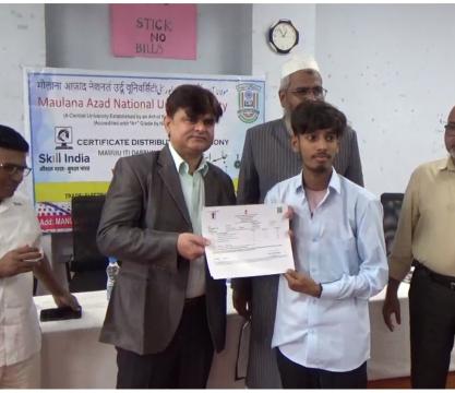 Certificate Distribution of Electrician batch  2022-24 and Plumbing batch 2023-24 MANUU ITI Darbhanga students on ITI Darbhanga dated 25.10.24 on MANUU