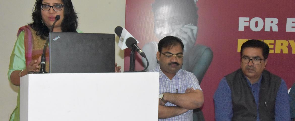 Sonia Sarkar: Ms. Sonia Sarkar addressing. Prof. Mohd. Fariyad and  Prof. Ehtesham Ahmad Khan also seen.