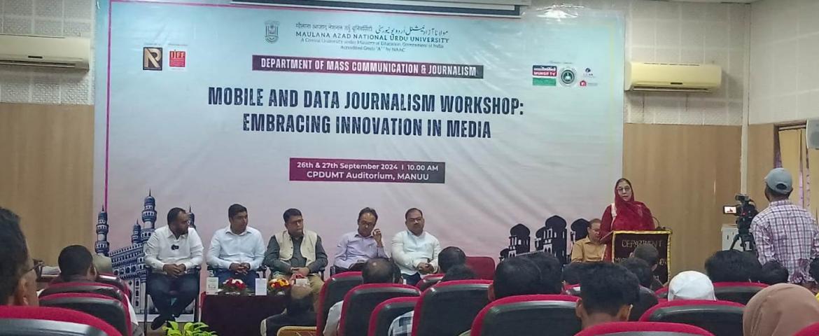 Workshop on Mobile and Data Journalism concludes at MANUU     Hyderabad  A two-Day Workshop on "Mobile and Data Journalism: Embracing Innovation in Media" organized by the Department of Mass Communication and Journalism (MCJ), Maulana Azad National Urdu University (MANUU) concluded successfully with a collaborative environment where ideas flowed, connections were forged and visions for future of journalism were collectively envisioned.  Prof. Ishtiaque Ahmed, Registrar, MANUU presided over the valedictory s