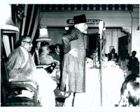 Maulana Abul Kalam Azad, Minister for Education, Government of India, addressing the meeting of the Committee on Gandhian Philosophy and Ways of Life in New Delhi on August 23, 1955.