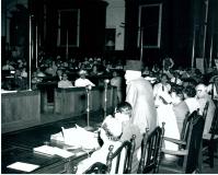 The Union Minister for Education, Maulana Abul Kalam Azad, delivering his inaugural address at the UNESCO Seminar on the Development of Public Libraries held in the Central Hall, Parliament House, New Delhi on October, 1955.